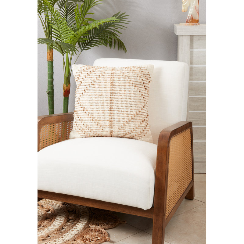 Natural Woven Diamond Cotton Euro Throw Pillow Cover