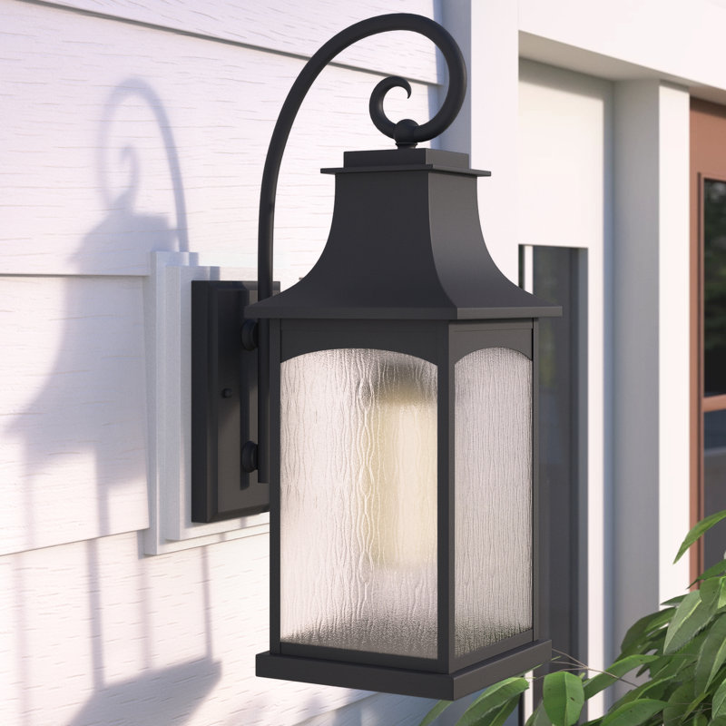 Kota Danny Outdoor Wall Lantern, Black, 23.75'' H X 8.5'' W X 12'' D, 3 - Bulb