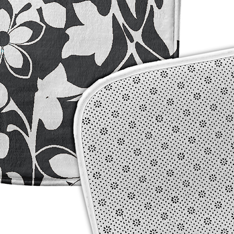 Tapis de bain floral, L 17 po x L 24 po, Gris