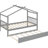 Gray Twin Size Wooden House Bed With Trundle, Whimsical Sky Roof, Strong And , Ideal For Creative High - Quality Solid Pine, 2 Headboards, 41.5" Wide ' Bedroom-828331621