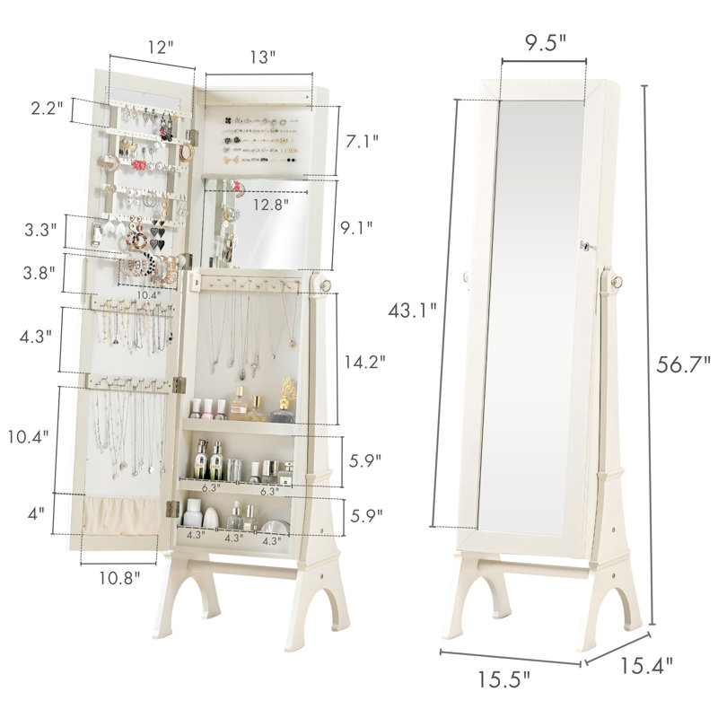 Betim 15.5'' Wide Jewelry Armoire, Beige