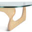 Table basse triangulaire en verre avec base en bois et plateau en verre transparent Mid-Century-757851655