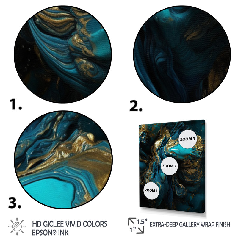 Abstrait liquide, reproduction sur toile, Toile encadrée noire à coins fermés, H 20 po x l 12 po x P 1 po
