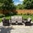 7-Piece Outdoor PE Wicker Patio Conversation Set with Sofas, Chairs, Ottomans, Side Table & Beige Cushions-1354125732