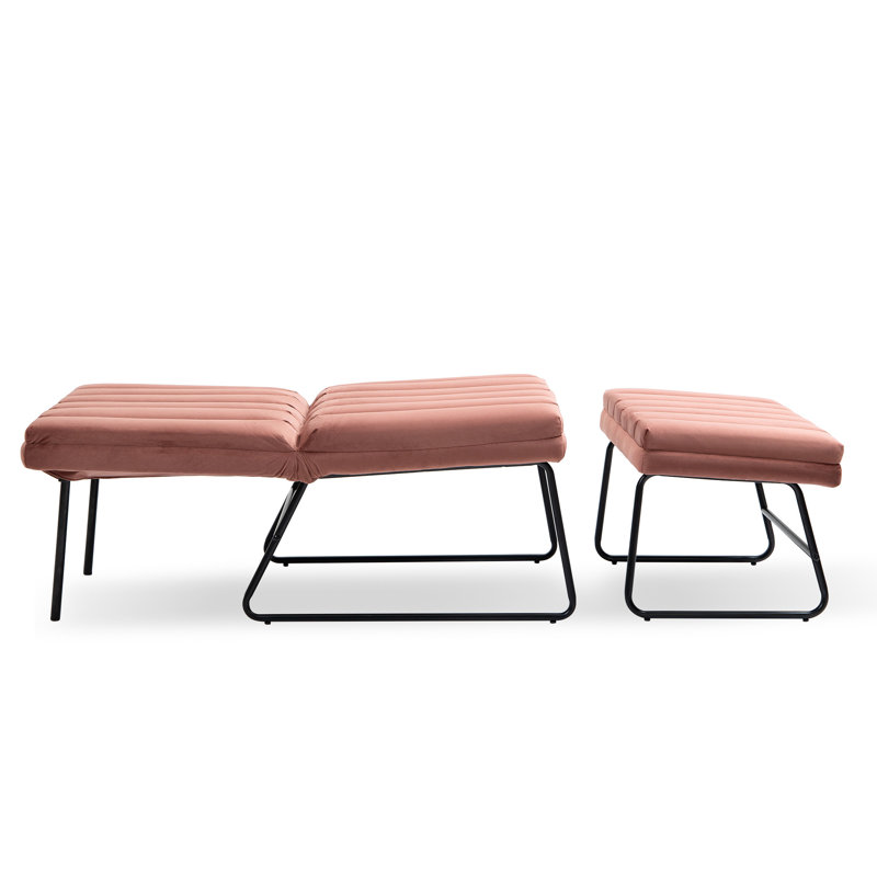 Chaise longue rembourrée Ayma, Velours rose