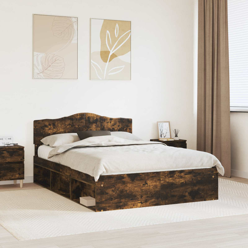 Solid Wood Bed, Smoked Oak, Kingsize (5')