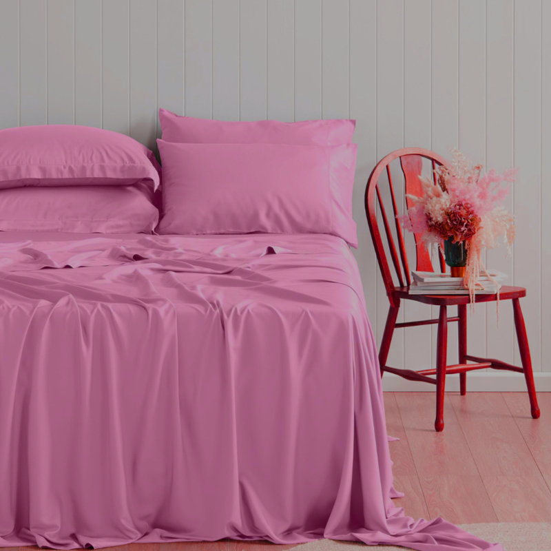 Ensemble de draps 6 pièces en rayonne de qualité supérieure - doux et respirant, Rose