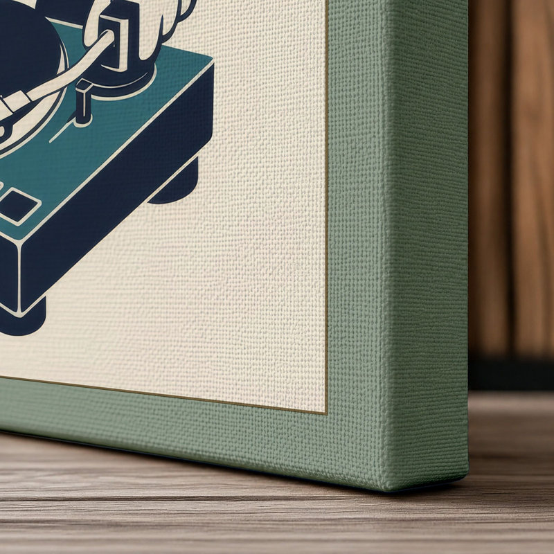 Play It Twice Retro - Wrapped Canvas, 36x24 - 91.4 x 61.0 cm, Sage Border