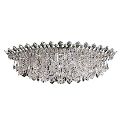 Trilliane Strands 8 Light 45in x 15.5in Flush Mount in Polished Stainless Steel with Clear Radiance Crystals