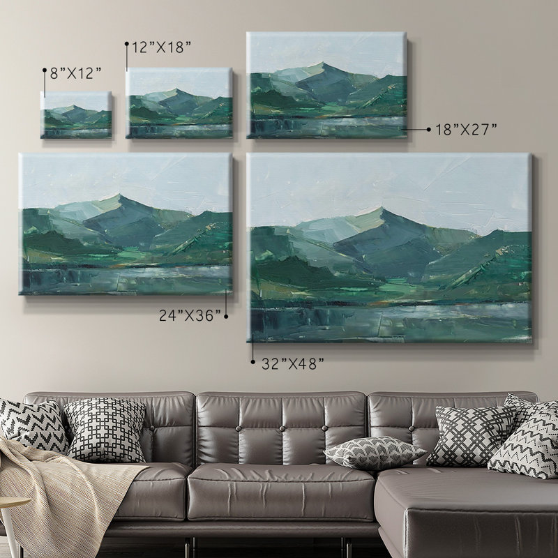 Green Green Mountains I - Toile tendue avec châssis de qualité supérieure - prête à être accrochée, H 24 po x l 36 po