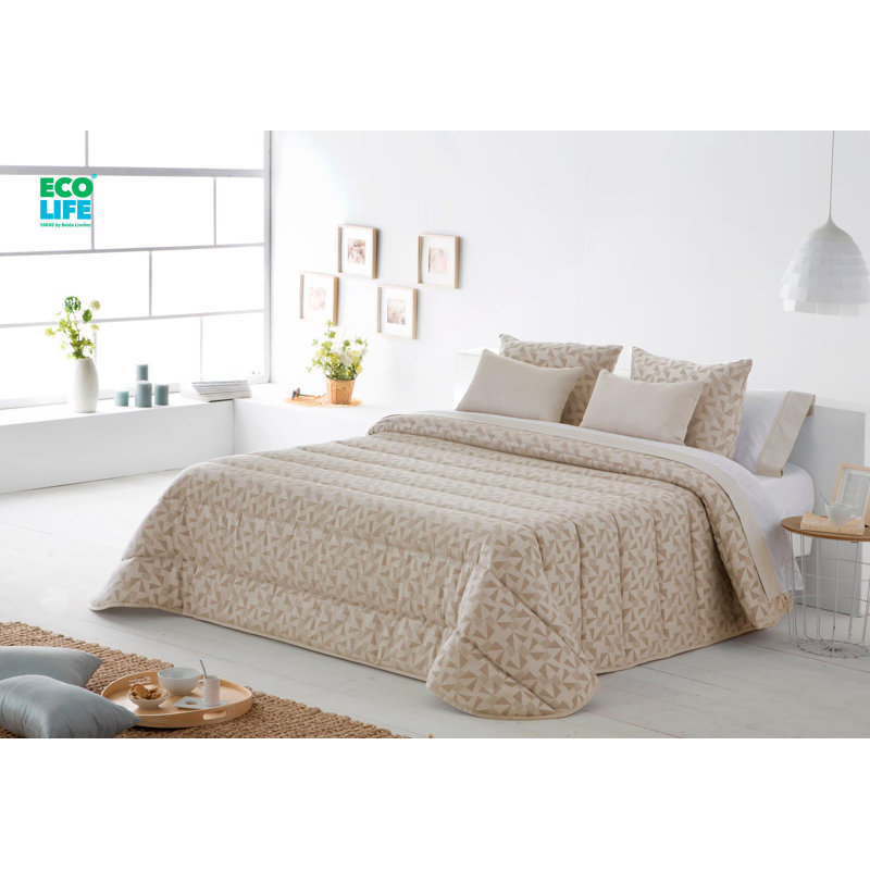 Tunnel Cotton Blend Quilt, 235cm W x 240cm L, Beige