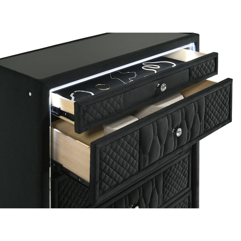 Commode 5 tiroirs DEL noire Mika