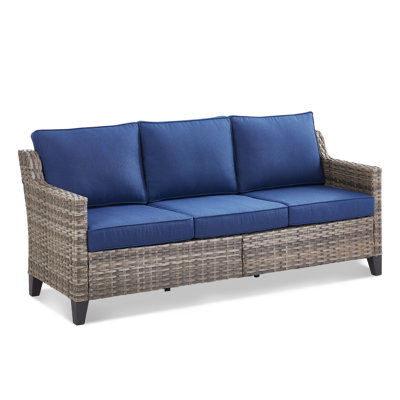 All-Weather Outdoor Patio Wicker Sofa With Thick Cushion