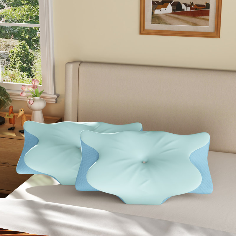 Contour Memory Foam Pillow, Ergonomic Neck Support Pillow For Side Back Stomach Sleepers, Blue