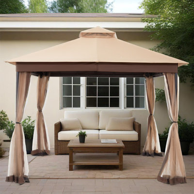 10 Ft. W X 10Ft. D Steel Patio Gazebo With Netting (Quick  Setup)