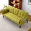 Canapé-lit futon en lin 70 po, canapé-lit pliant convertible moderne avec 2 porte-gobelets et rangement latéral-440092546