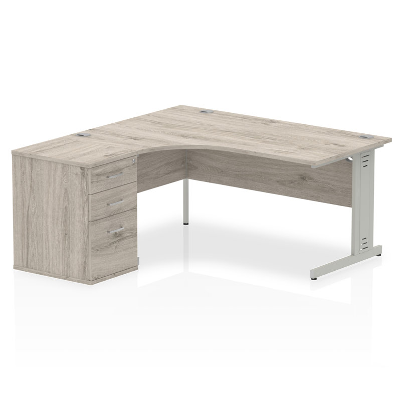 Zetta Metal Base Executive Desk, 73 cm H x 160 cm W x 80 cm D, Left