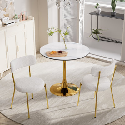 Ensemble de table de salle à manger en marbre avec chaises rembourrées Marble