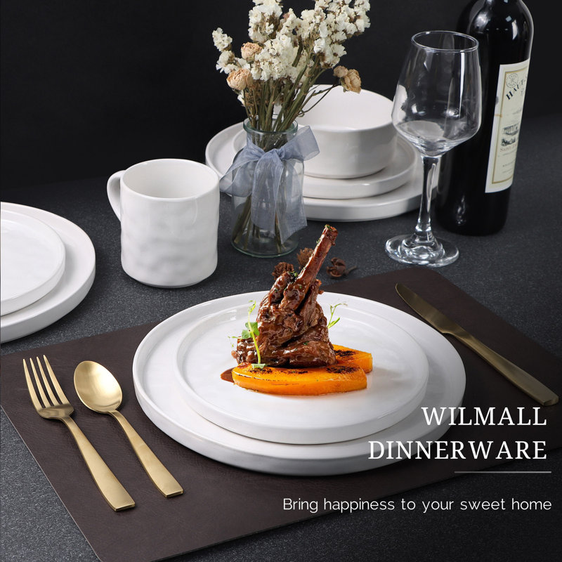 Tristyn 16 Piece Stoneware Dinnerware Set - Service for 4, Pearl White