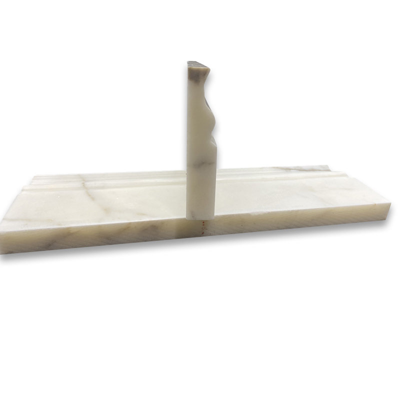 Calacatta 12" x 4" Marble Mosaic Tile, White/Gray