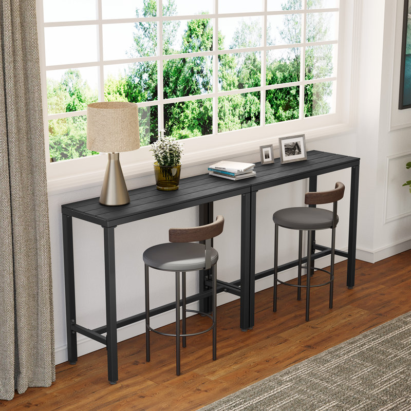 Indoor & Outdoor Bar Table, 37.2" H x 15.6" W x 85.8" L, Black