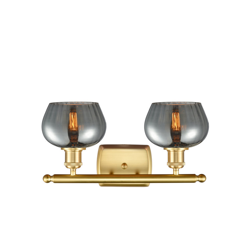 Éclairage de salle de bain à intensité variable 2 lumières Patrina, Ampoule DEL 6 watts Vinage, Fumée, Or satiné