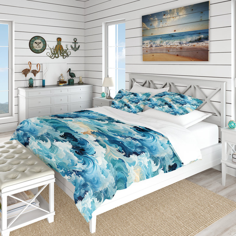 Ensemble de housse de couette Oceanic Mirage, Housse de couette pour très grand lit et 2 très
