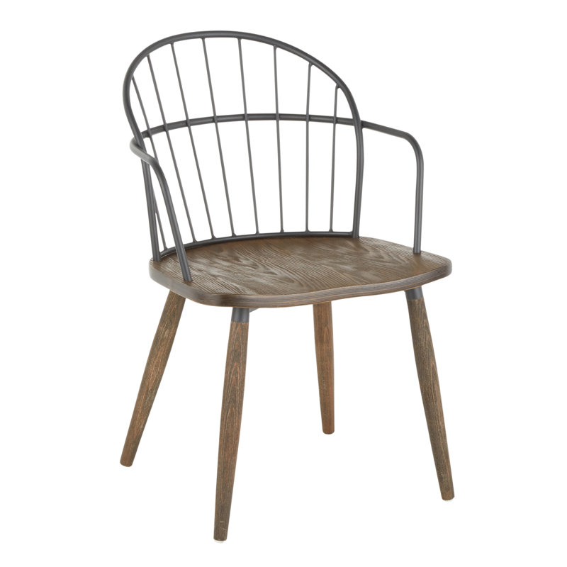 Chaise Riley Industrial en bois de noyer foncé et métal noir par Lumisource