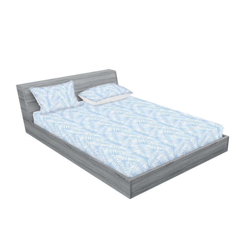 Ensemble de draps en microfibre Floral, Ensemble de draps pour grand lit avec 2 taies d'or, Bleu ciel pâle