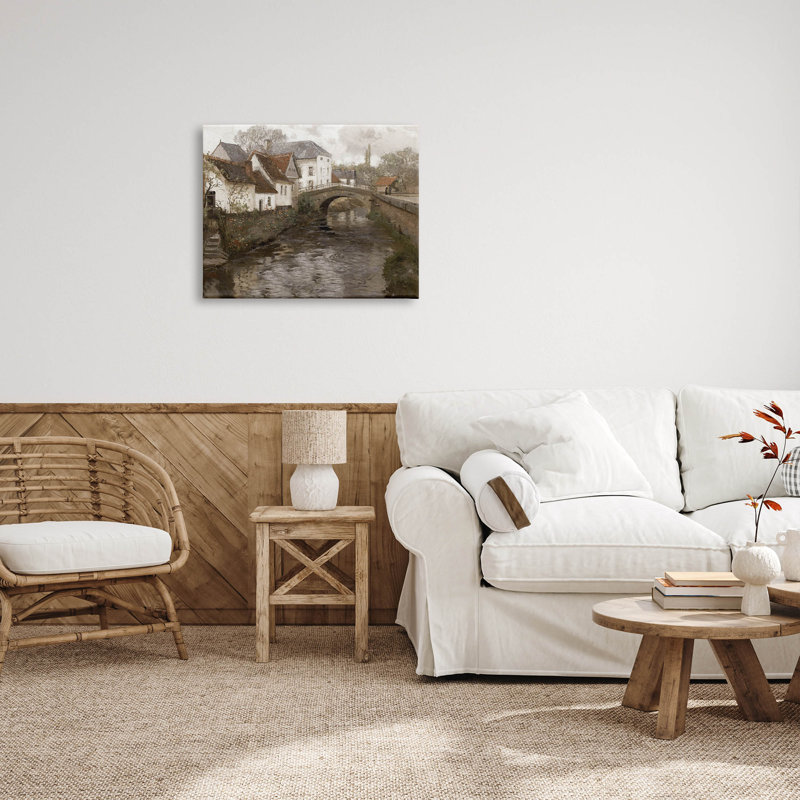 Art classique de giclée de paysage de quartier classique par lettrage et doublure, H 24 po x l 30 po x P 1,5 po, Toile tendue