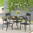 Patio dining set with Round Metal Dining Table and 4 Metal Armrest Dining Chairs