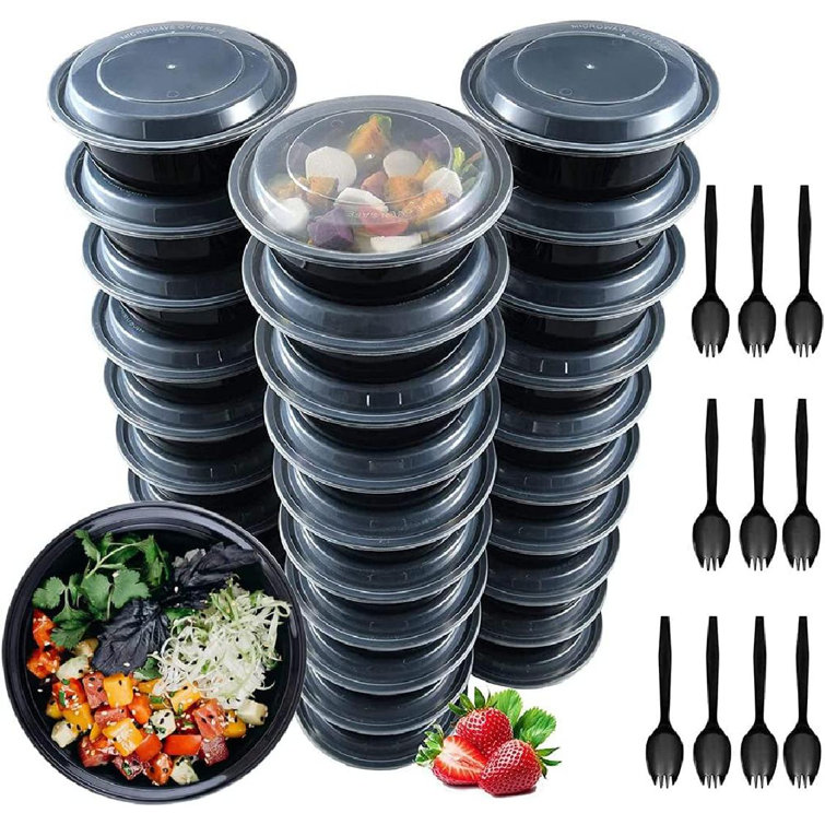 Comfy Package 24 Oz Round Meal Prep Containers Plastic Food Containers with  Lid, 50-Pack