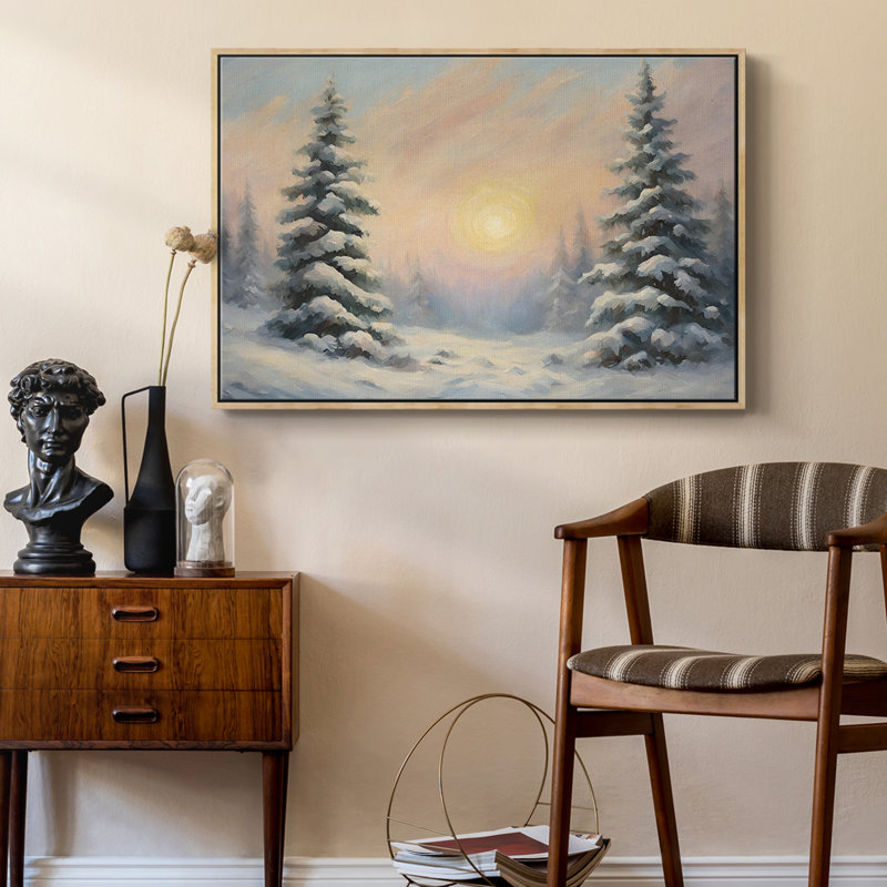 Paysage rétro - CCII, H 17 po x l 25 po x P 2 po, Toile avec cadre flottant noir