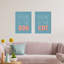 You Me And The Cat Dog Retro Teal Blue Coral Red - 2 Piece No Frame Print Set-88622430