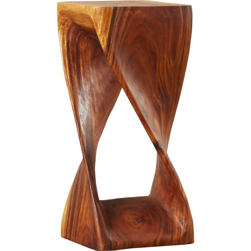 Amardev Solid Wood End Table, Walnut, 26" H x 12" W x 12" D