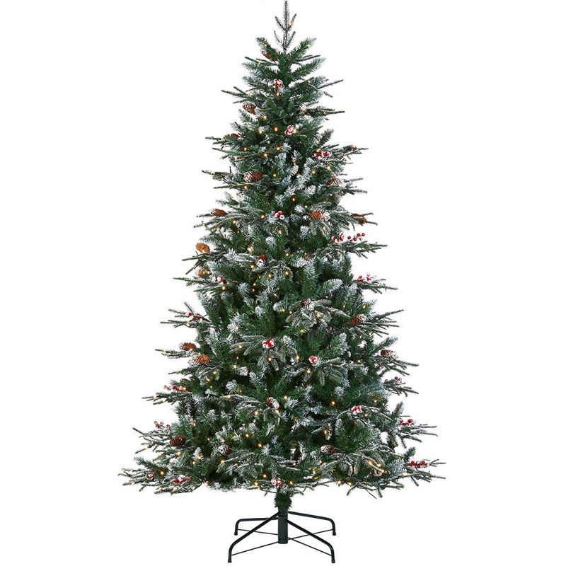 Green Realistic Spruce Christmas Tree with 500 LED Chasing Lights and Pinecones, 6' H