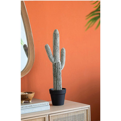 8x5x24.5"H Artificial Saguaro Cactus in Black Pot