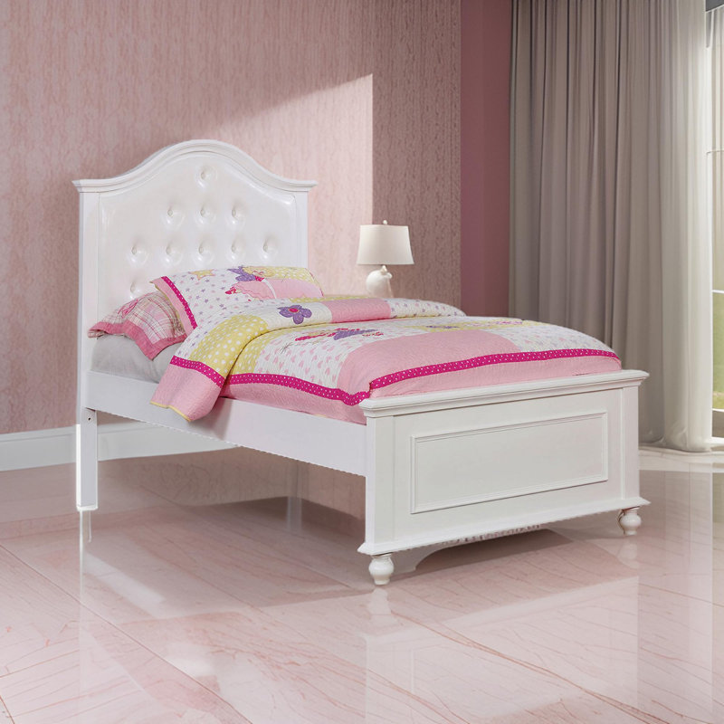 Lit plateforme double tapissier Kovacev, Blanc, Double