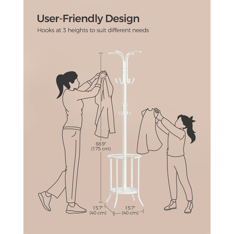 Alsafi Freestanding 12 - Hook Coat Rack, White
