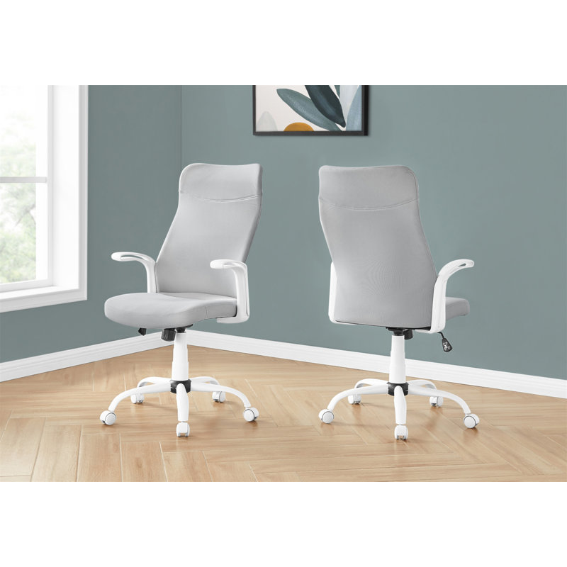 Office Chair, Adjustable Height, Swivel, Ergonomic, Armrests, Computer Desk, Work Mesh Metal, Contemporary, Modern, White