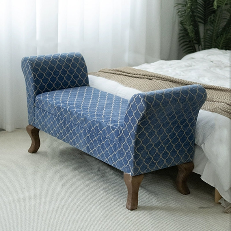 Banc de rangement en chenille bleue