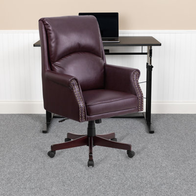 Fauteuil de bureau pivotant à dossier haut avec accoudoirs LeatherSoft