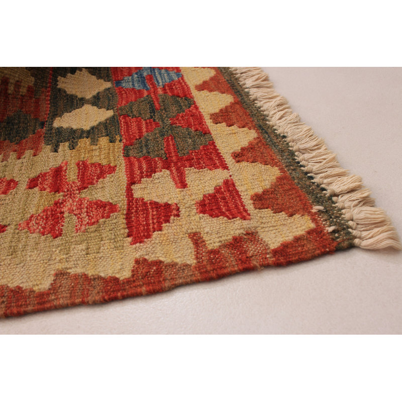 Tapis bleu / brun clair en laine tissé à plat à la main 6 pi 6 po x 9 pi 6 po Eatontown