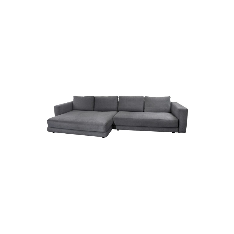 Scale 2-Seater Sofa W/Double Daybed & Armrest, Dark Gray Polyester Blend