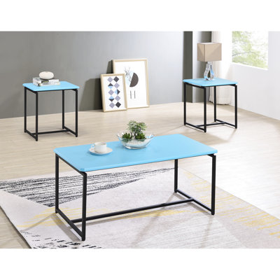 3 pièces, pieds réglables et plateau de table épais de 0,7 po d'épaisseur enveloppés de fibres de carbone bleues pour structure de bout de café enveloppant la stabilité