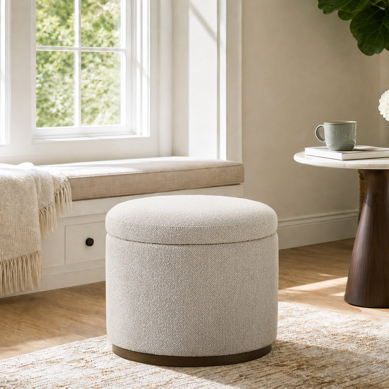 Repose-pieds rond 19,9 po avec rangement, Beige
