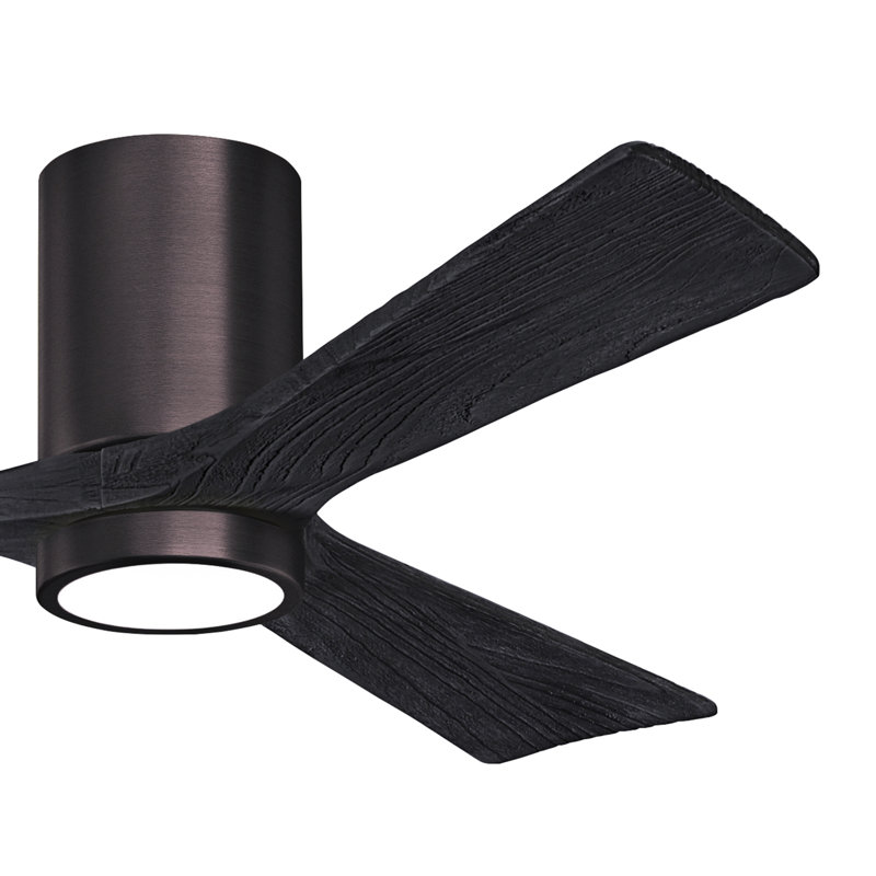 Olivier à 3 pales DEL standard avec ventilateur de plafond et ensemble d'éclairage inclus, Noir mat, Bronze brossé, 52"