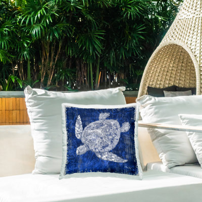 Coussin Rustic Indigo Turtle
