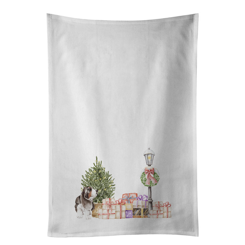 Ensemble de 2 serviettes de cuisine Labrador Retriever, Basset hound tricolore