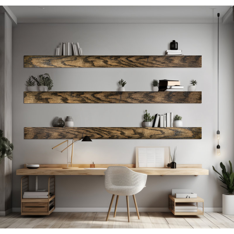 Emerald Lee 3 Piece Floating Shelf, 4" H x 12" W x 5" D, Dark Brown Wood